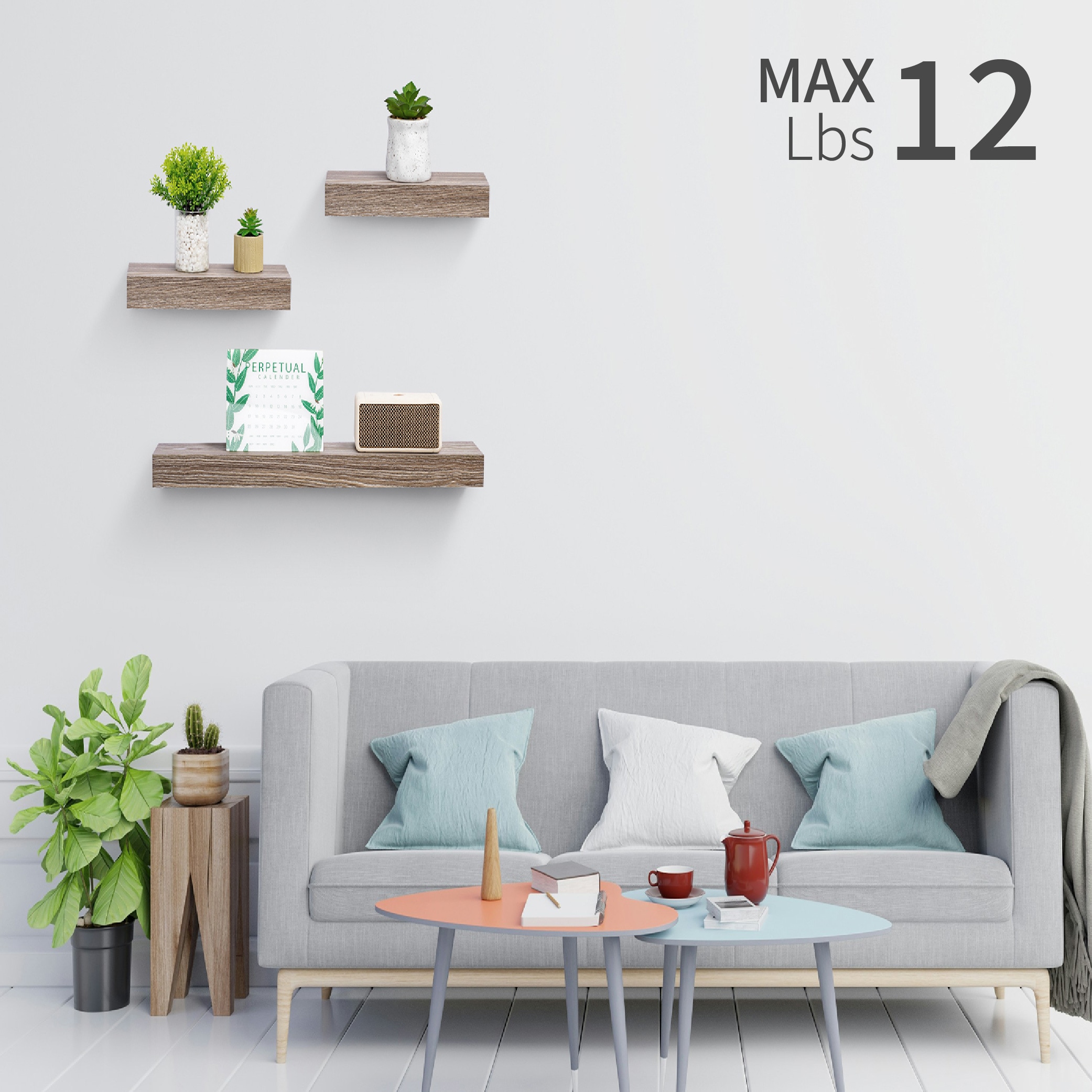 Floating Shelves 23.6" Wall Mounted Wood Shelves For Bathroom, Bedroom, Living Room, Kitchen, Hanging Shelf For Books/Storage/Decor With Invisible Brackets, Maple Light Gray_maomaolike.com